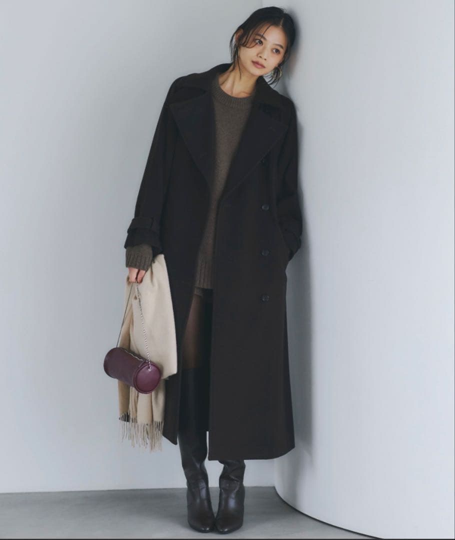 anuans 25AWウールトレンチコート ダークブラウン