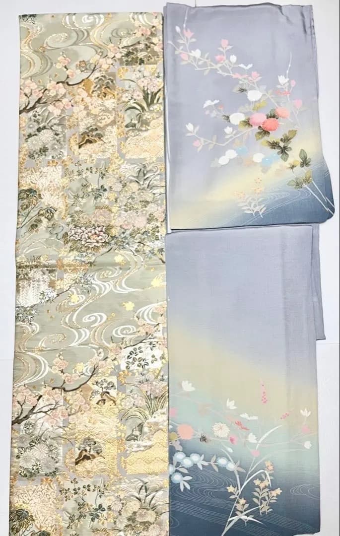 上品聡明なお色柄 上質正絹訪問着 美しい四季の花々 淡い色調グラデーション