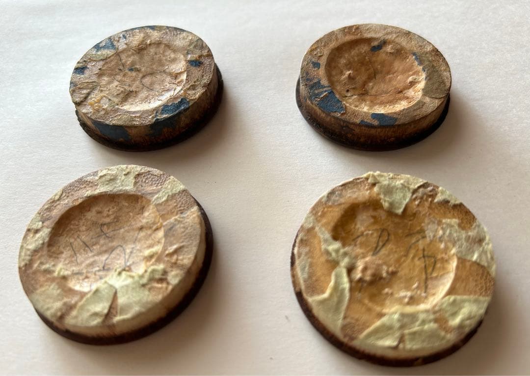 【48】【襖 引き手】  煤竹節丸引手 4個 (中古・難有)