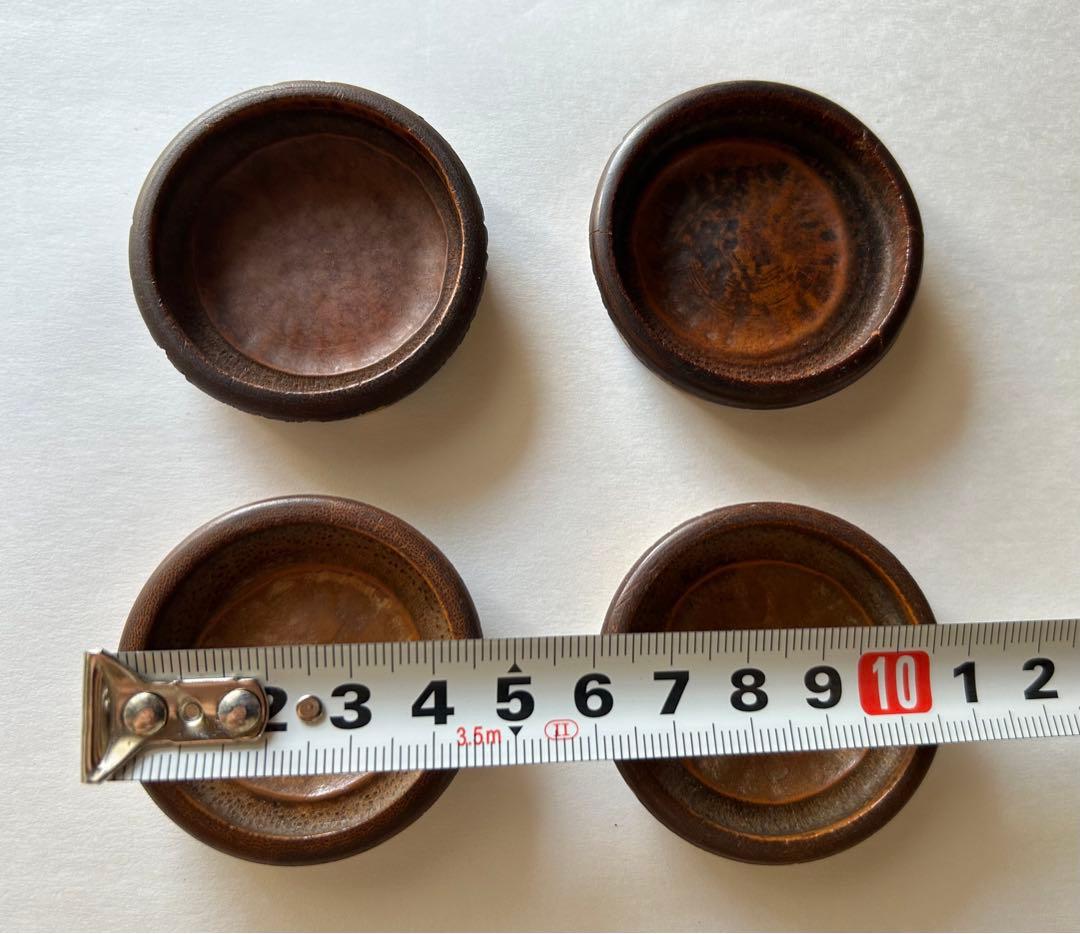 【48】【襖 引き手】  煤竹節丸引手 4個 (中古・難有)