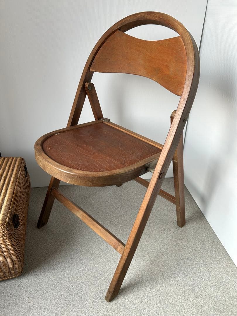 アンティーク　木製フォールディングチェア　　折り畳み椅子　古道具　ヴィンテージ