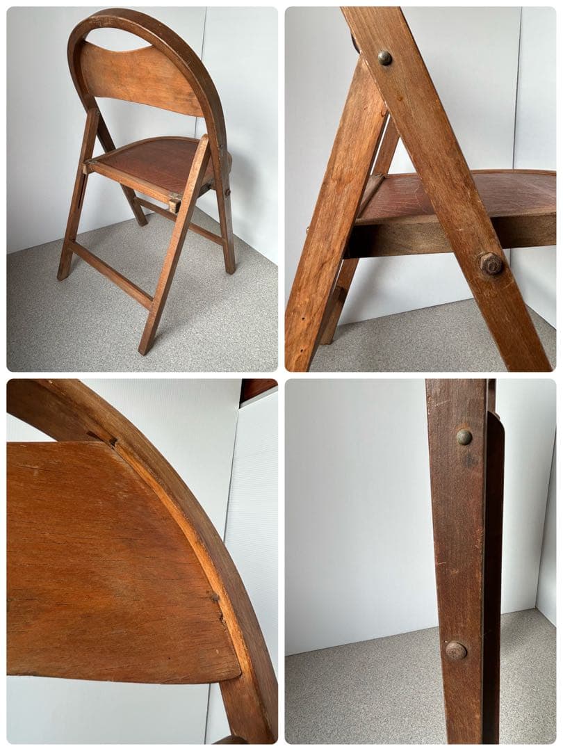 アンティーク　木製フォールディングチェア　　折り畳み椅子　古道具　ヴィンテージ