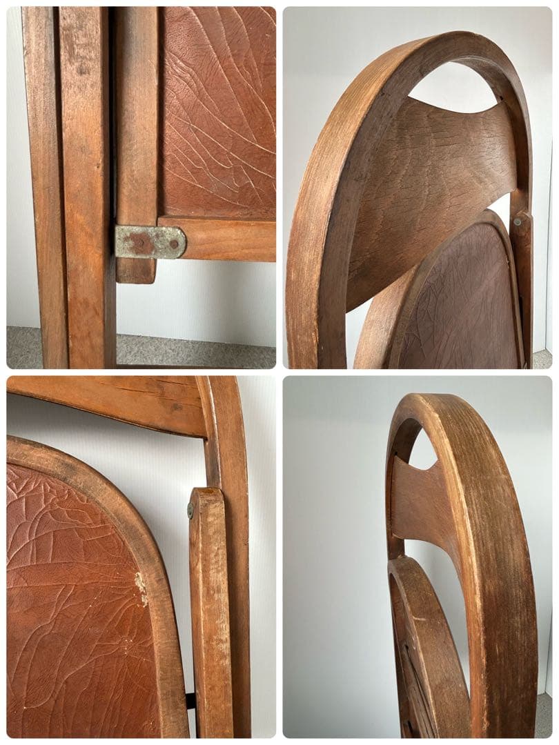 アンティーク　木製フォールディングチェア　　折り畳み椅子　古道具　ヴィンテージ