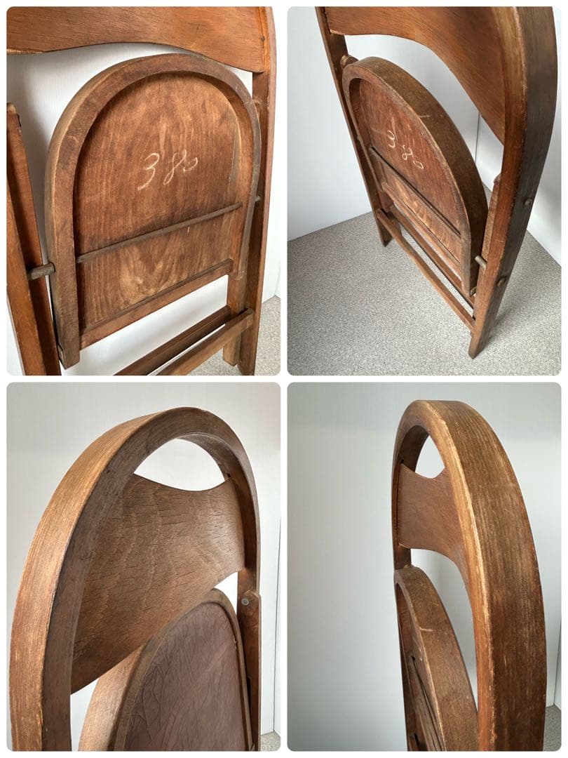 アンティーク　木製フォールディングチェア　　折り畳み椅子　古道具　ヴィンテージ