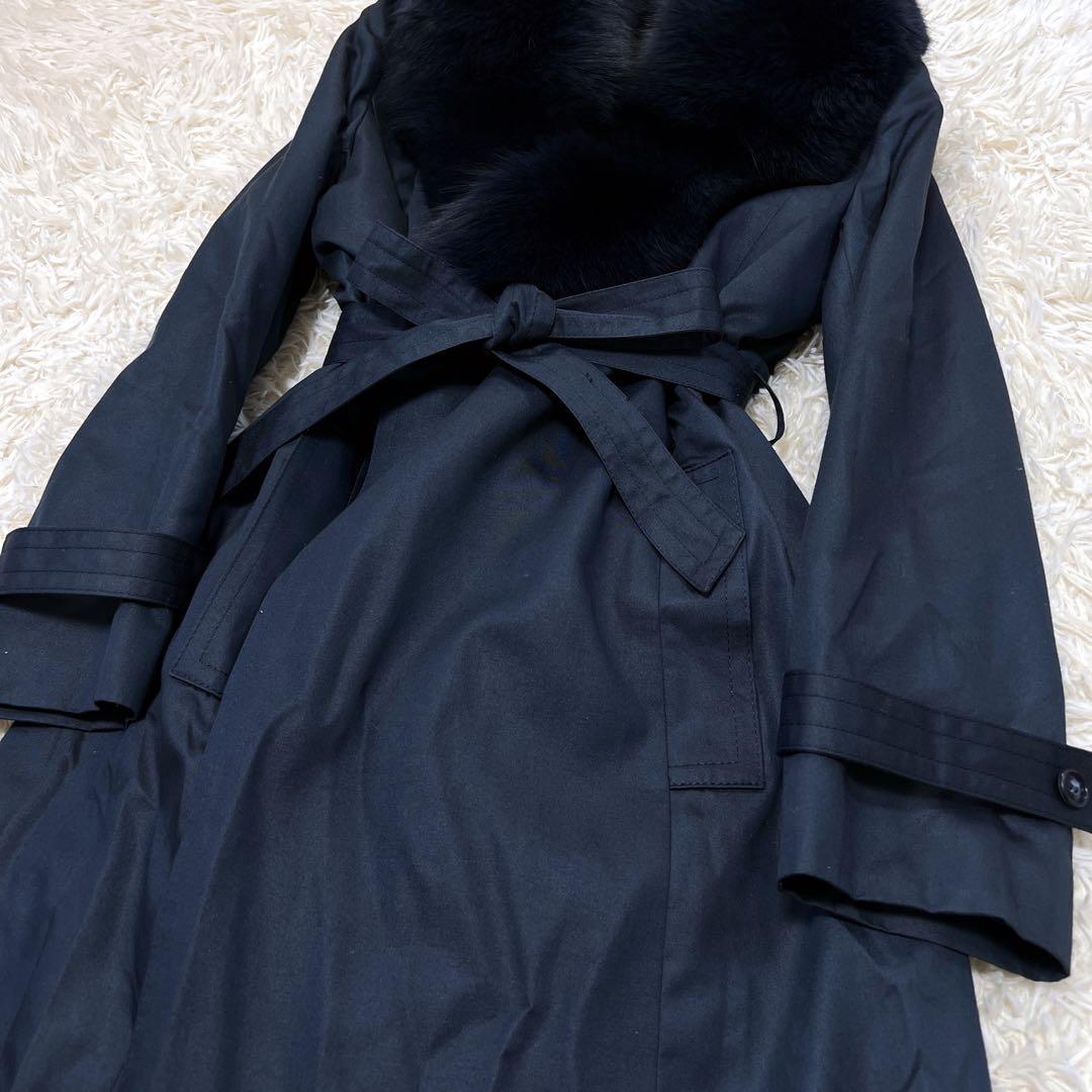 《美品》ROTINY ファー コート ライナー ロング マキシ フォックス 青