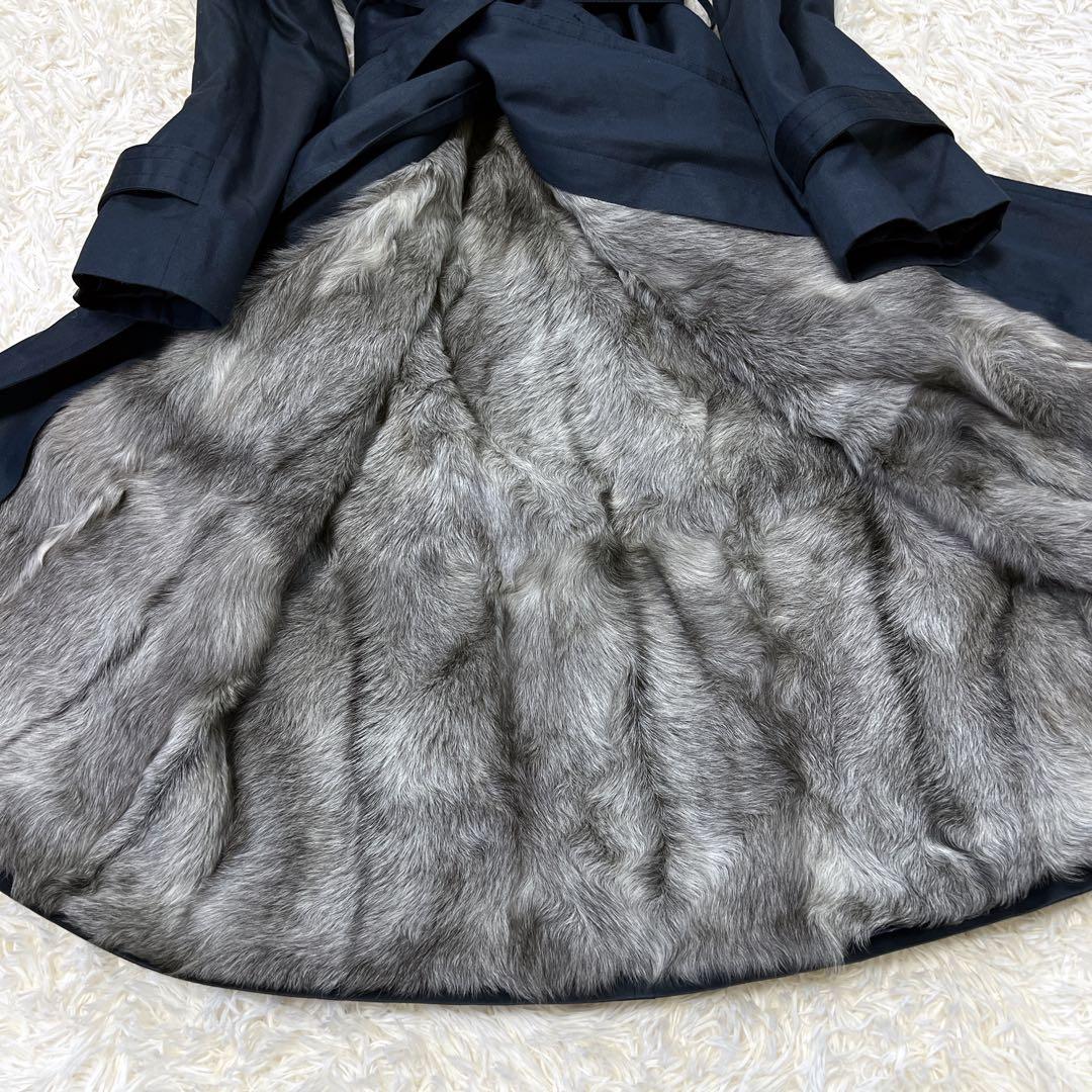 《美品》ROTINY ファー コート ライナー ロング マキシ フォックス 青
