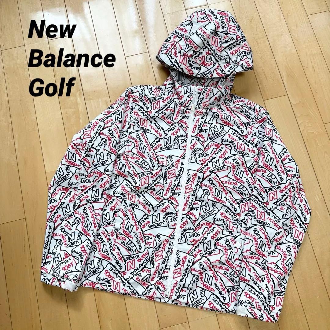 ニューバランスゴルフ スニーカー柄 総柄 パーカー ジャケット 防風 撥水 M