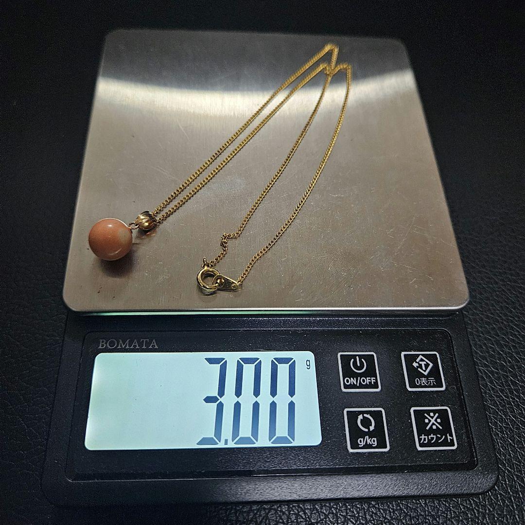 【美品】【重量3g】K18×赤珊瑚ネックレス