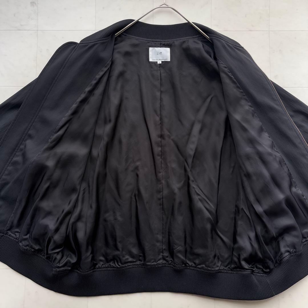 23区 美品 キュプラナイロンストレッチ MA-1 ブルゾン 黒 大きいサイズ