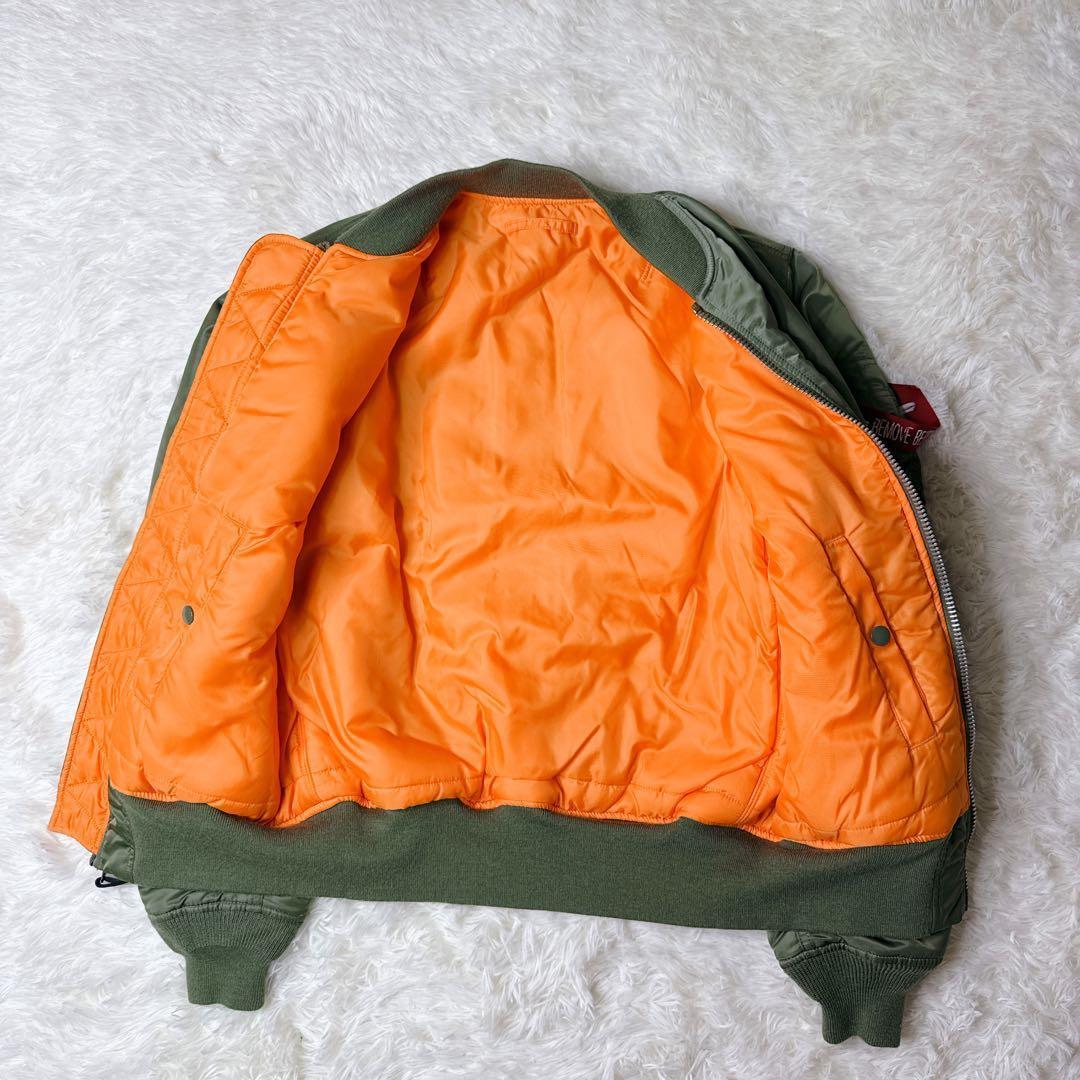 ✨美品✨ アルファ MA-1 フライトジャケット 緑 Mサイズリバーシブル 中綿