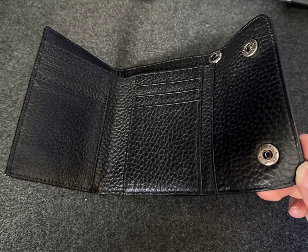 ブラックレザー 三つ折り財布