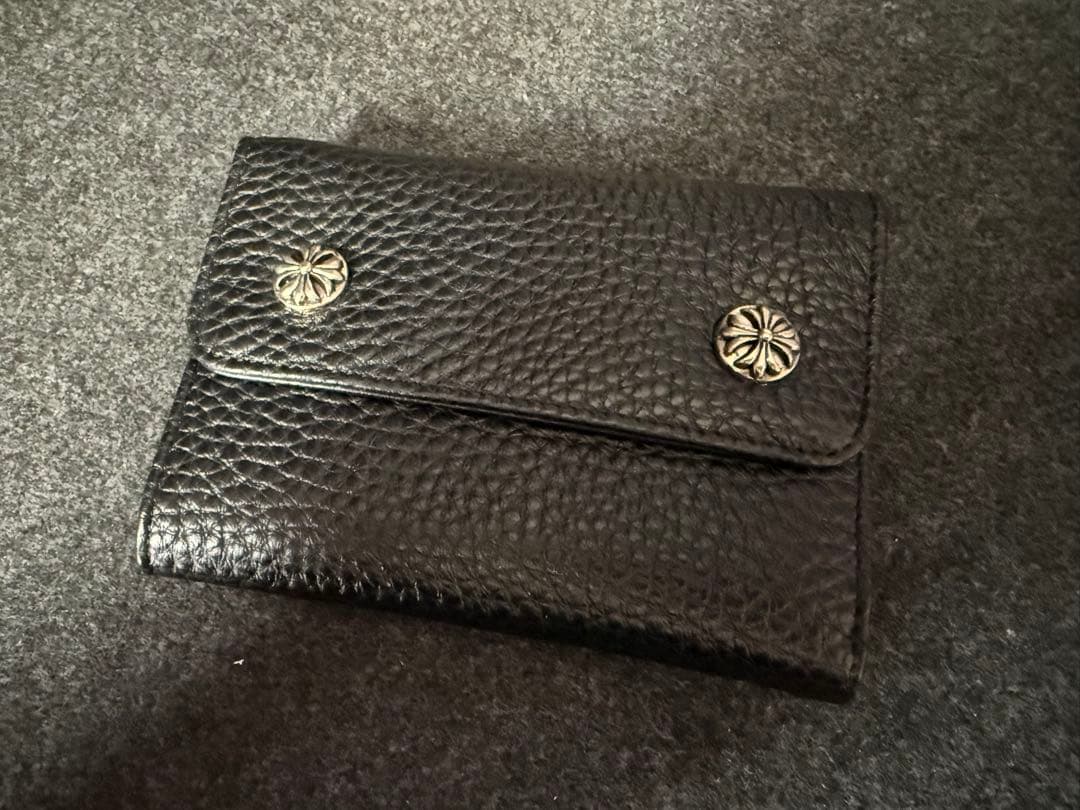 ブラックレザー 三つ折り財布