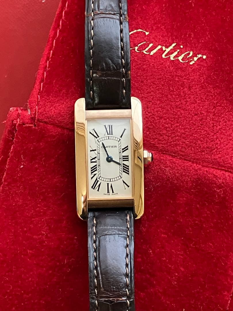 Cartier カルティエ タンクアメリカン K18ピンクゴールド 革ベルト