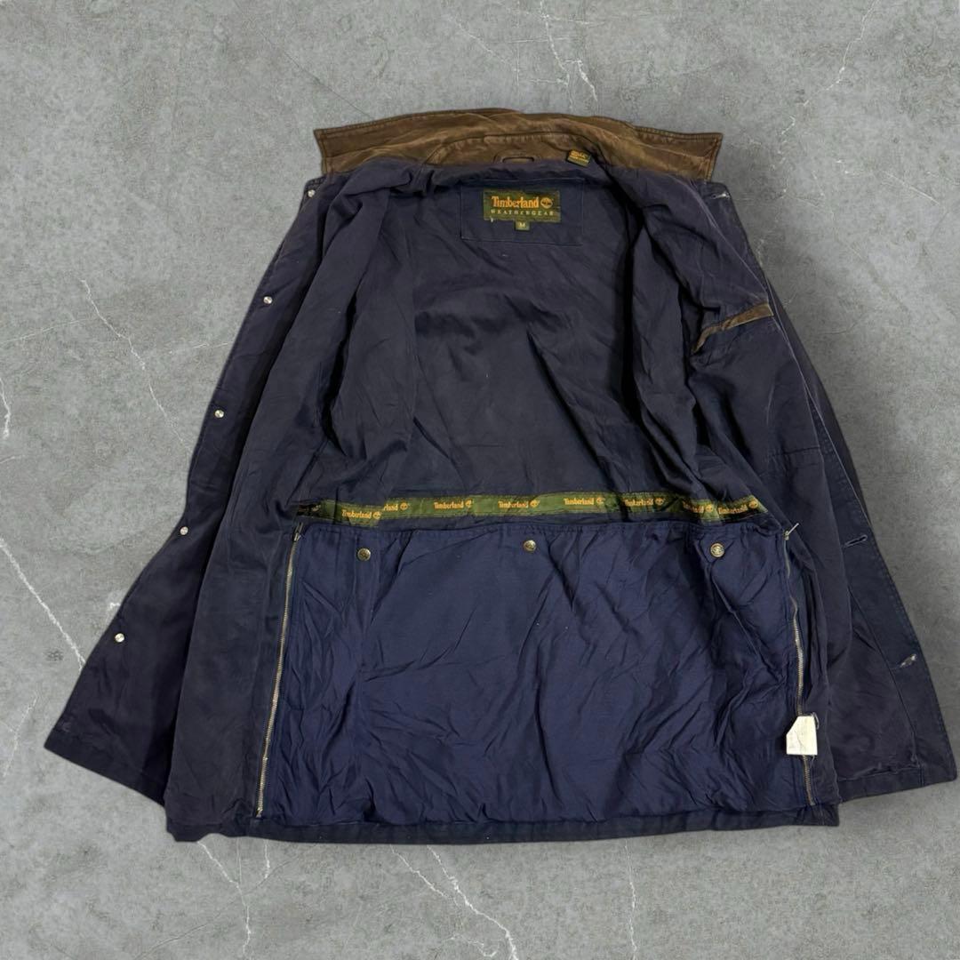 らいとティンバーランドダック地ハンティンググランパコアジャケット襟レザー