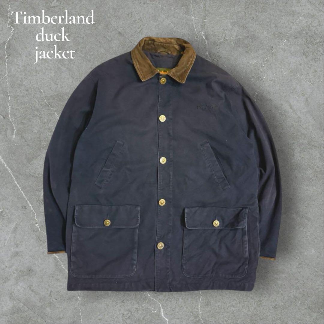 らいとティンバーランドダック地ハンティンググランパコアジャケット襟レザー