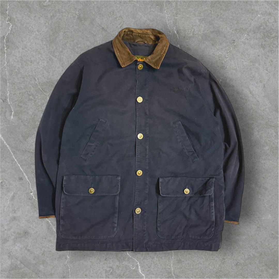 らいとティンバーランドダック地ハンティンググランパコアジャケット襟レザー