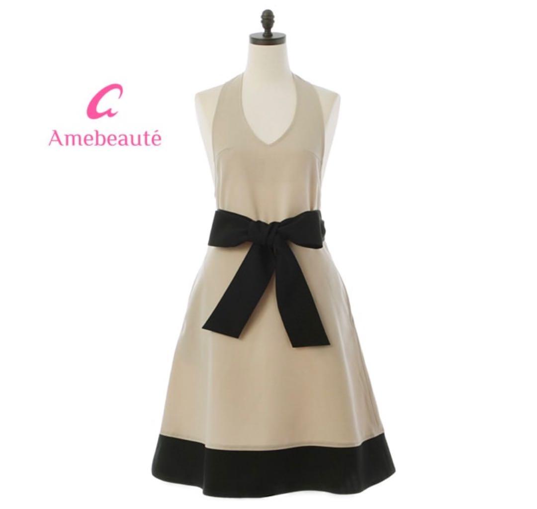 アームボーテ　【Mサイズ】エレガントベージュ＆ブラックローブエプロン ARB02