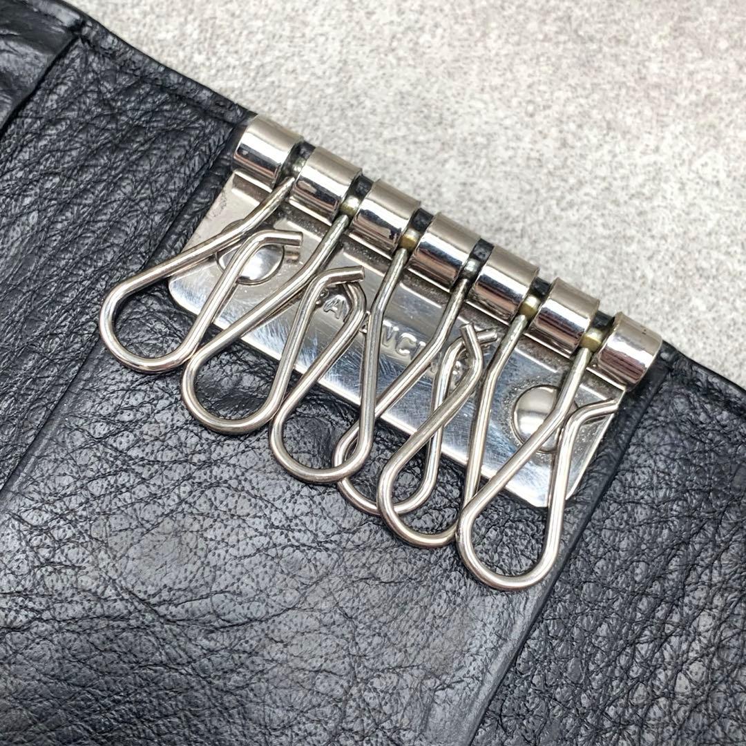 BALENCIAGA ペーパー 6連 キーケース キーリング　ブラック ロゴ刻印