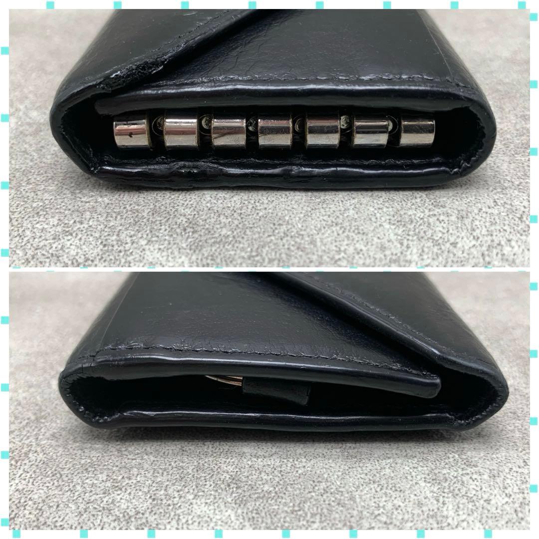 BALENCIAGA ペーパー 6連 キーケース キーリング　ブラック ロゴ刻印