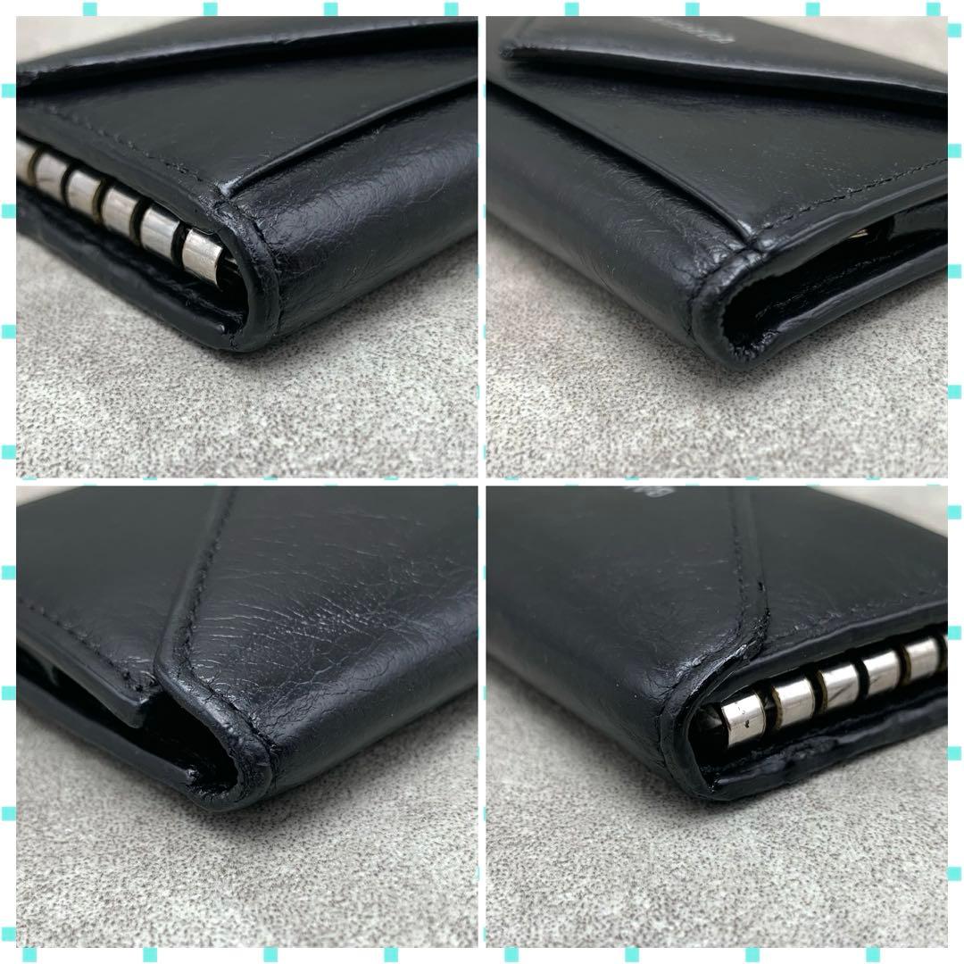 BALENCIAGA ペーパー 6連 キーケース キーリング　ブラック ロゴ刻印