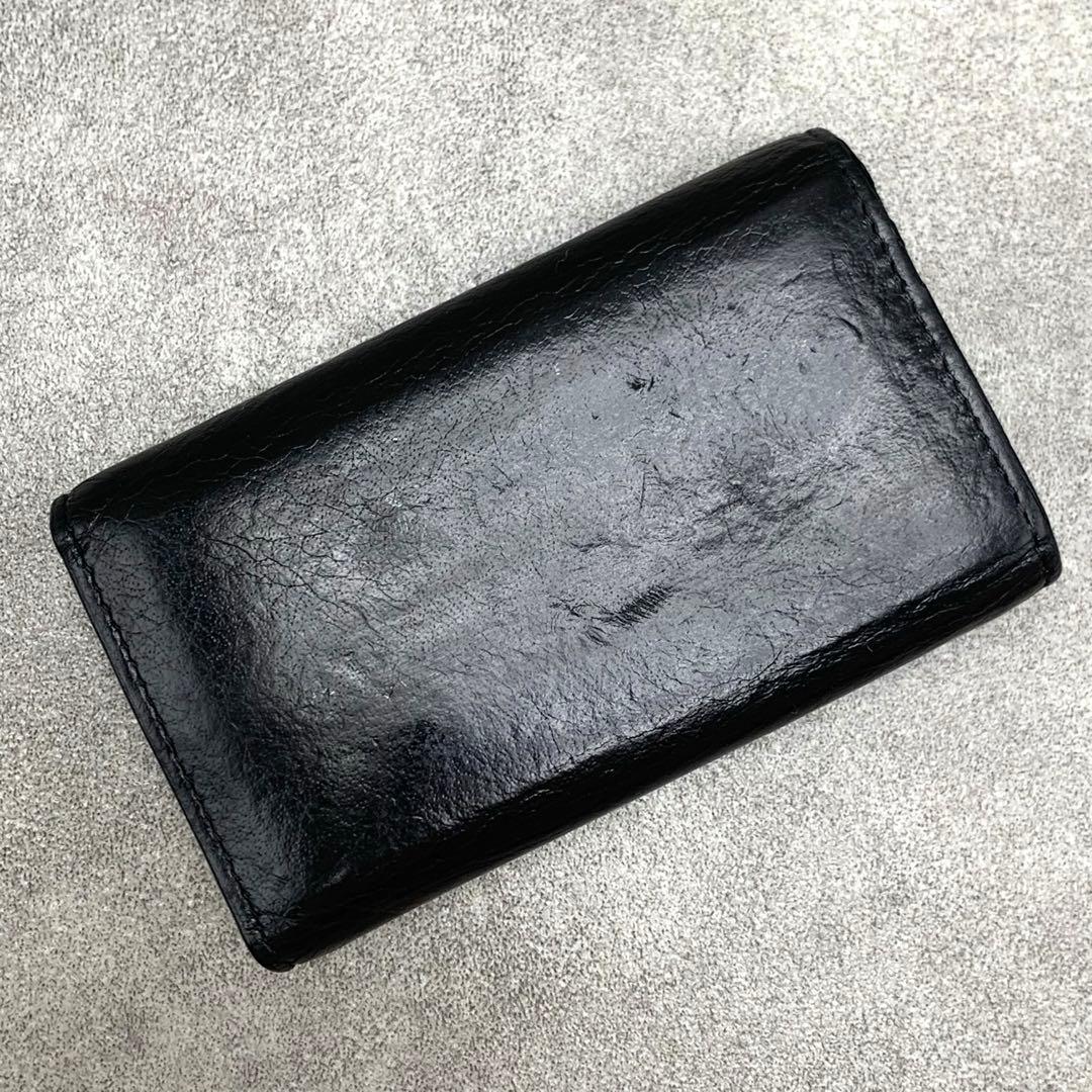 BALENCIAGA ペーパー 6連 キーケース キーリング　ブラック ロゴ刻印