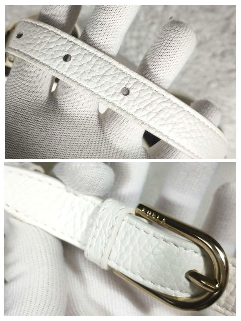 未使用級◎フルラ ネット M ホーボー ワンショルダー　パンチングレザー A4可