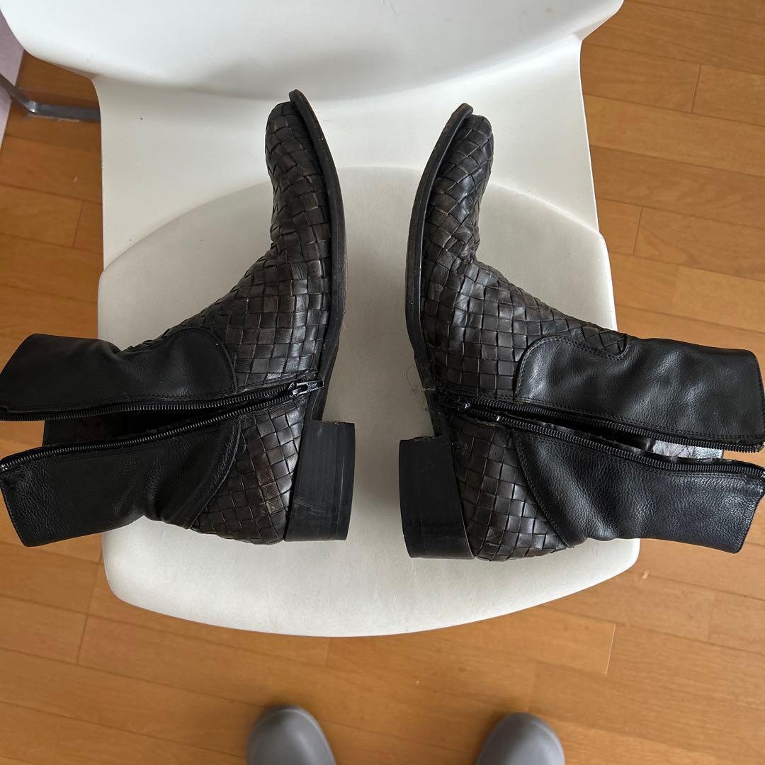 ブッテロ　40 レザー編み込みデザインブーツ