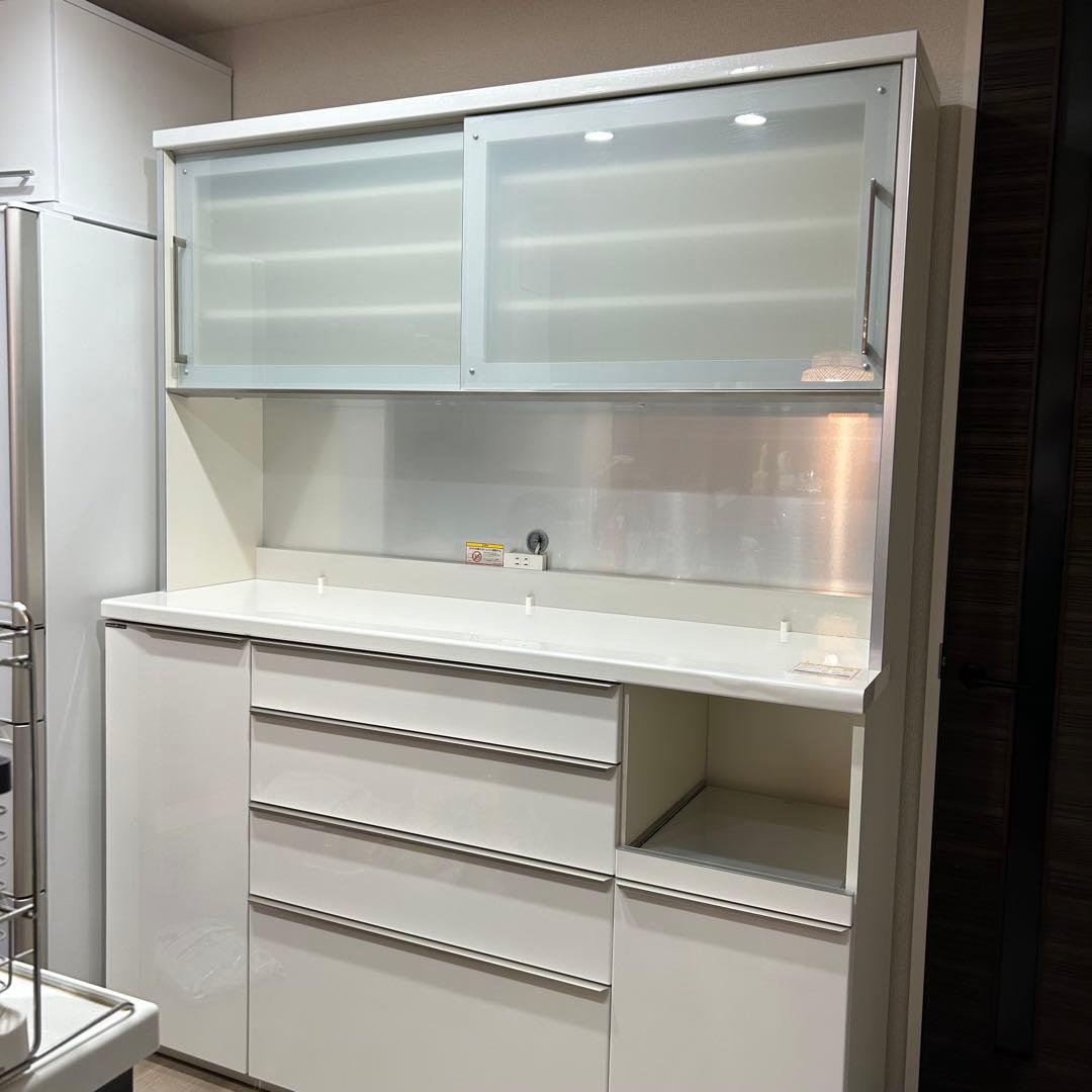 パモウナ　食器棚　160cm ホワイト