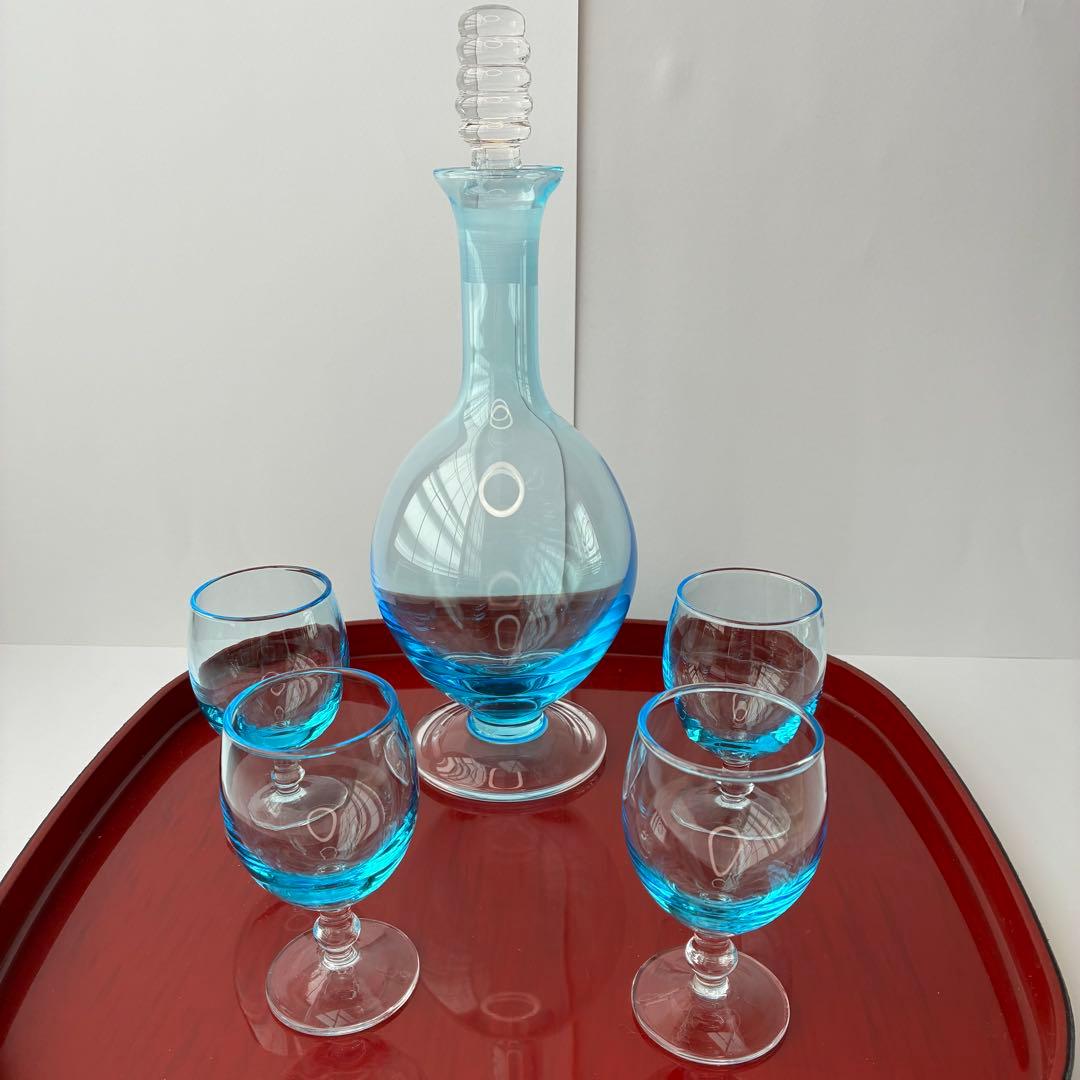 値下げ‼️ベネチアングラス ムラーノ　デキャンター＆ミニグラス 4個セット