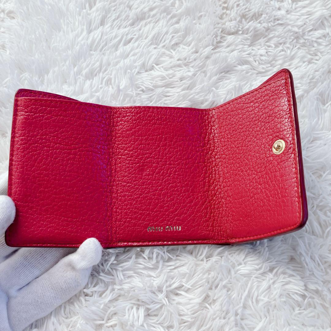 付属品付✨美品✨ ミュウミュウ 折り財布 ラブレター マドラスラブハート 水色