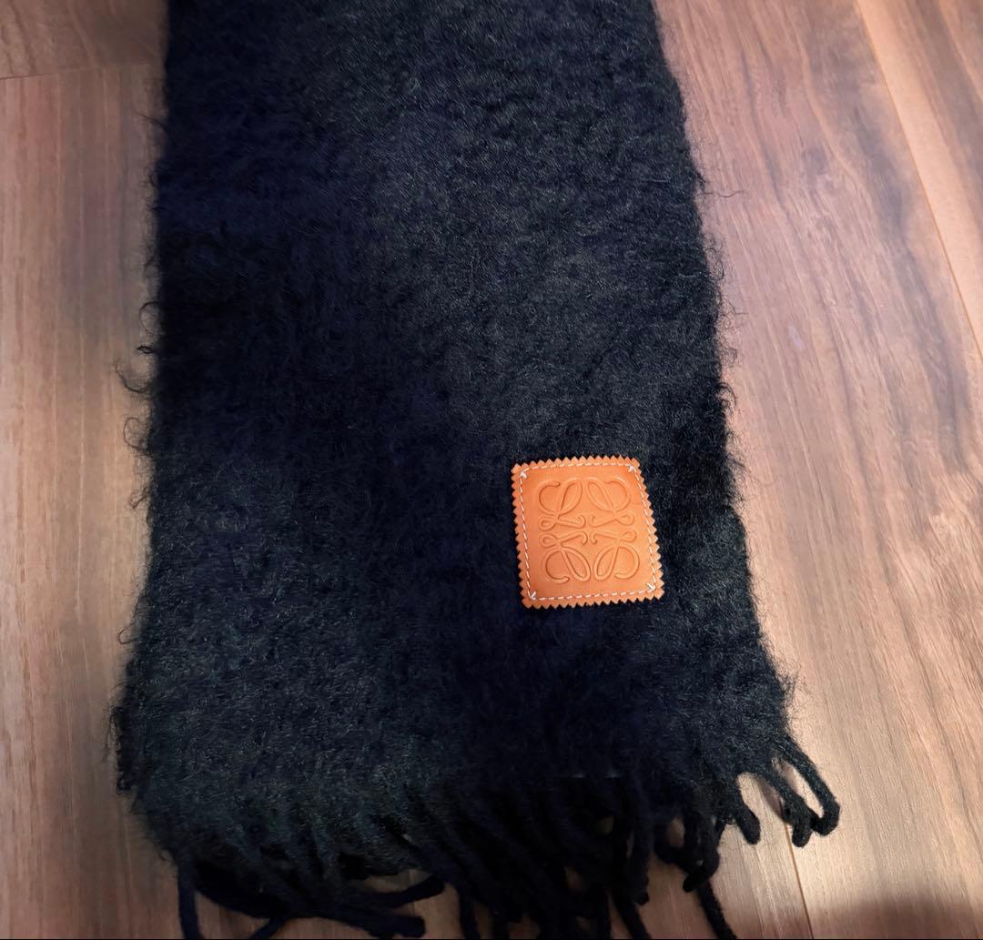 LOEWE 黒 マフラー モヘア