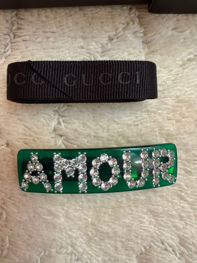 GUCCI クリスタル グッチ シングル ヘアバレッタ