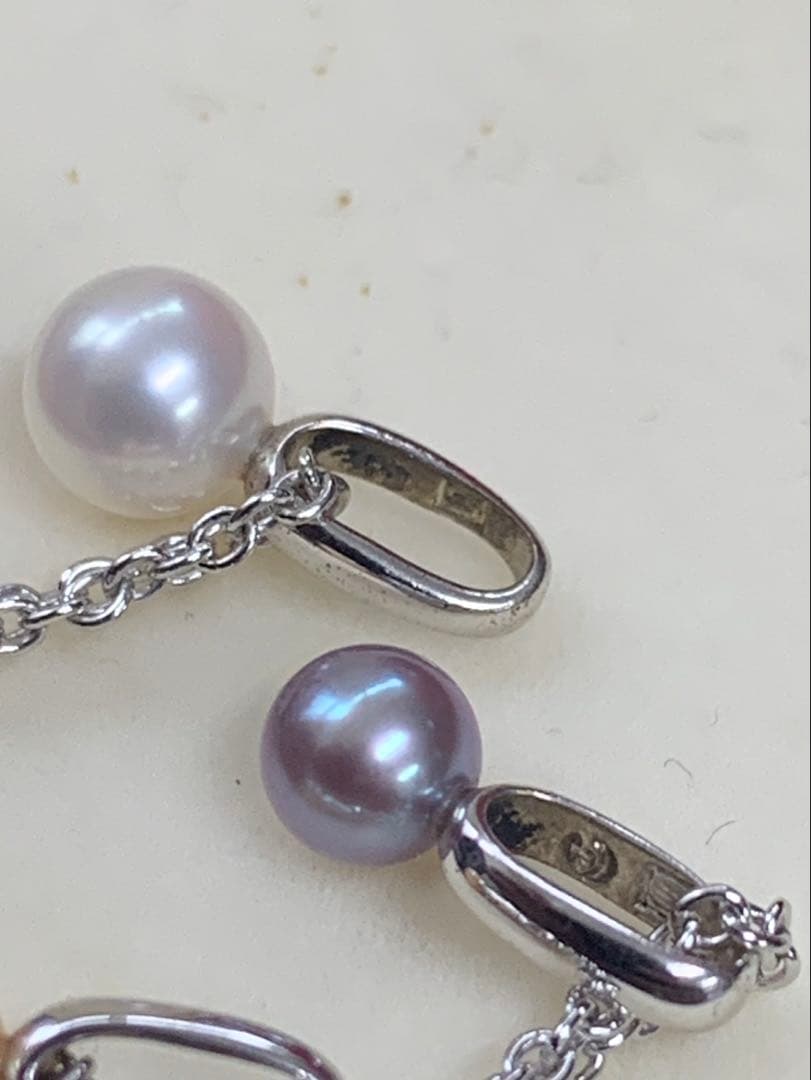 TASAKI タサキ 本真珠 アコヤ真珠 3粒 3連 デザイン ネックレス