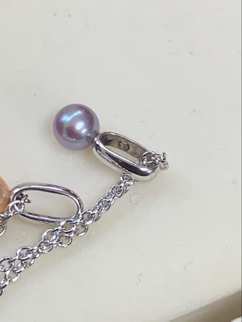 TASAKI タサキ 本真珠 アコヤ真珠 3粒 3連 デザイン ネックレス