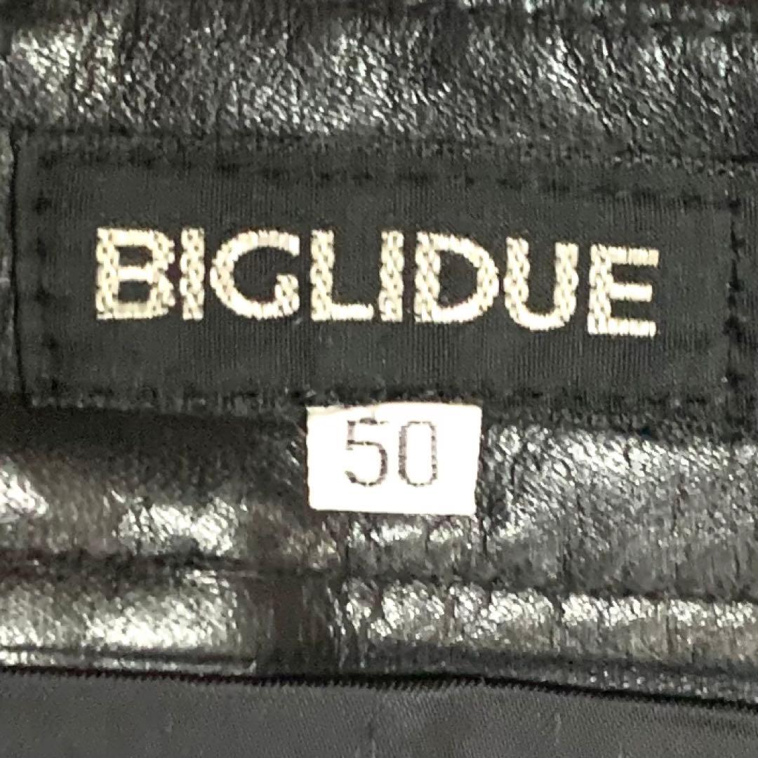 ビリドゥーエ W33位 レザーパンツ メンズ 50 黒 本革 ライダース 馬革