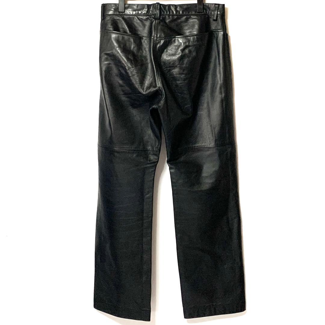 ビリドゥーエ W33位 レザーパンツ メンズ 50 黒 本革 ライダース 馬革