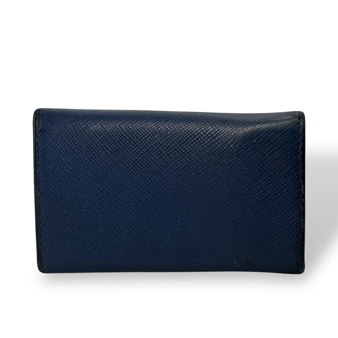 プラダ　キーケース　6連　メタルロゴ　サフィアーノレザー　ネイビー　男女兼用