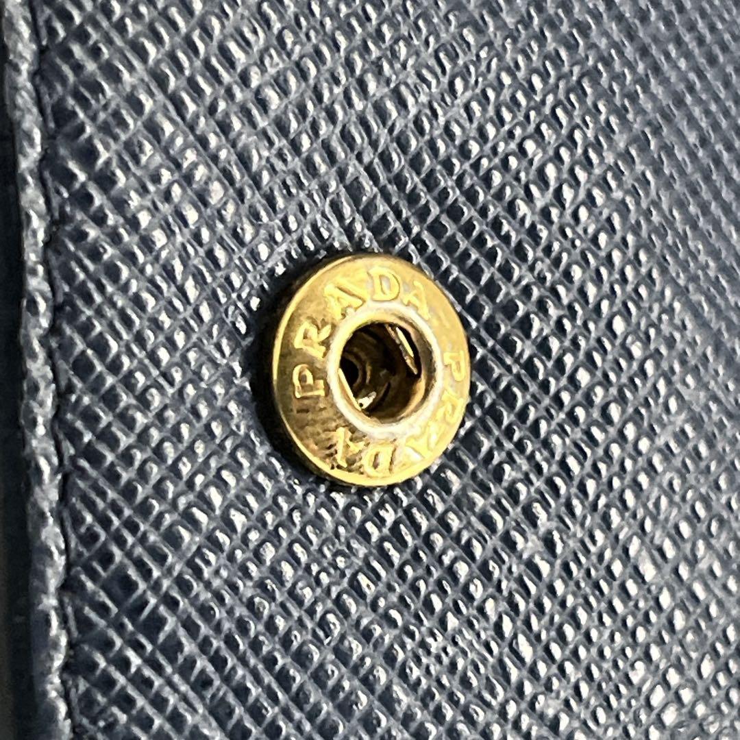 プラダ　キーケース　6連　メタルロゴ　サフィアーノレザー　ネイビー　男女兼用
