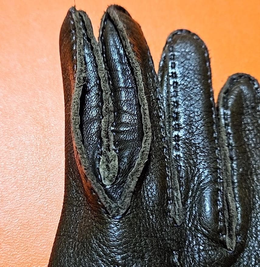 Hermes エルメス レザー手袋　カーキ色　ラムスキン　5本指 サイズ7