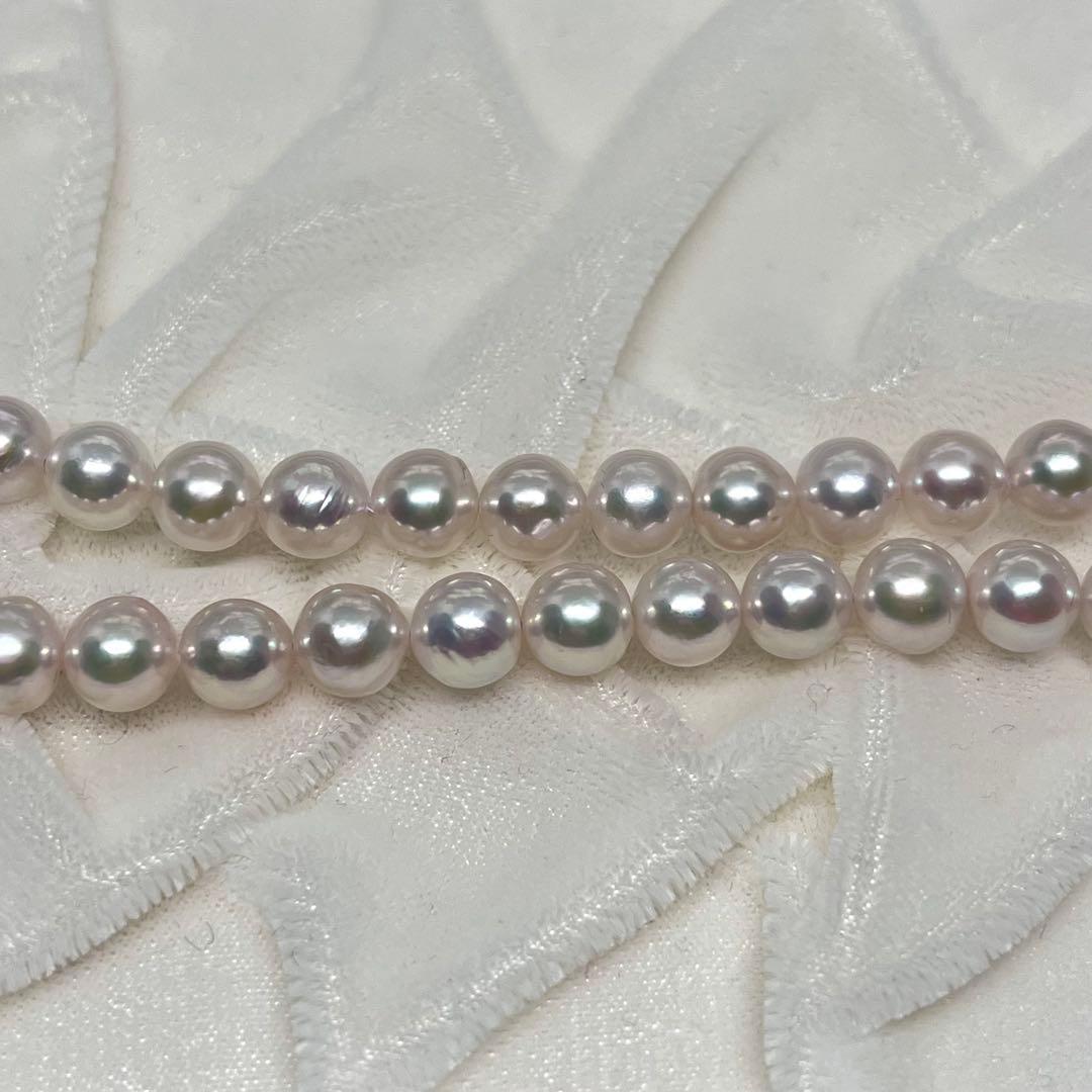 花珠級照 あこやネックレス 7.0-7.5mm K14wgイヤリング carat