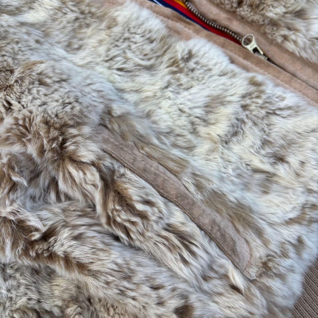 レッキスラビットファー 短丈ブルゾン レザー 金ボタン Y2K