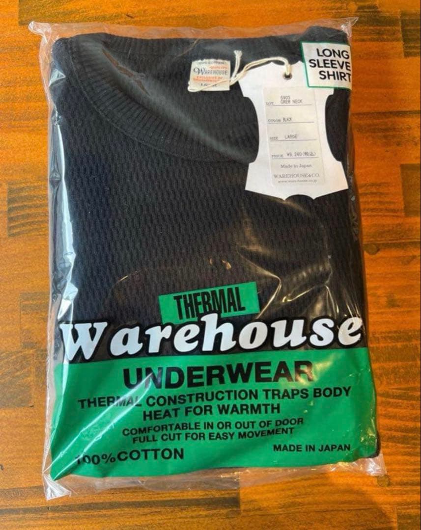 WAREHOUSE サーマル長袖シャツ L ブラック　新品 未開封