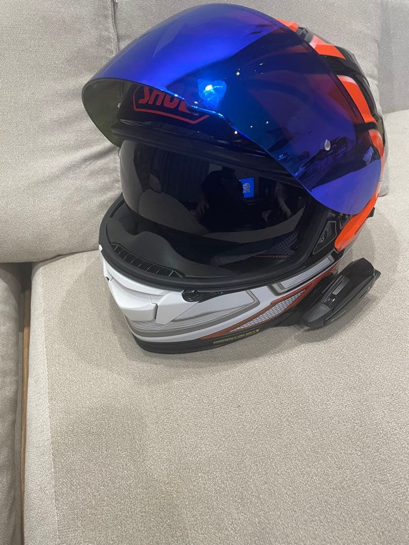 美品　SHOEI フルフェイスヘルメット ノッチ　ブルーミラーレンズ