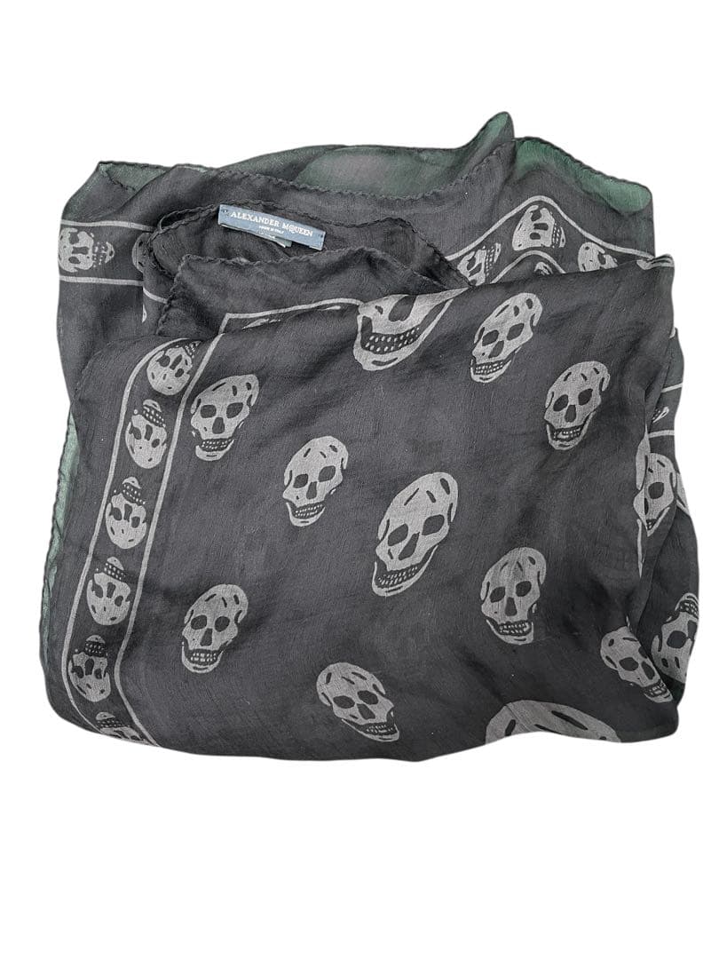 Alexander McQueen スカル 大判ストール ブラック