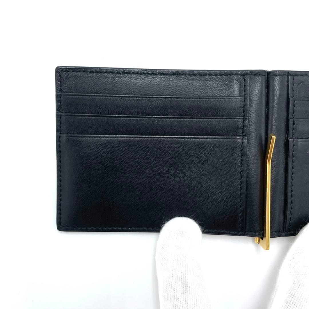 サンローラン YSLライン マネークリップ お札入れ クロコ型押し カサンドラ