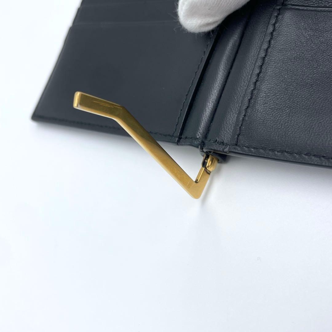 サンローラン YSLライン マネークリップ お札入れ クロコ型押し カサンドラ