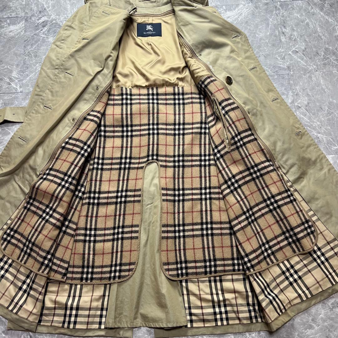 希少　バーバリーロンドン　トレンチコート　カシミヤ　ベルト　ライナー　カーキ