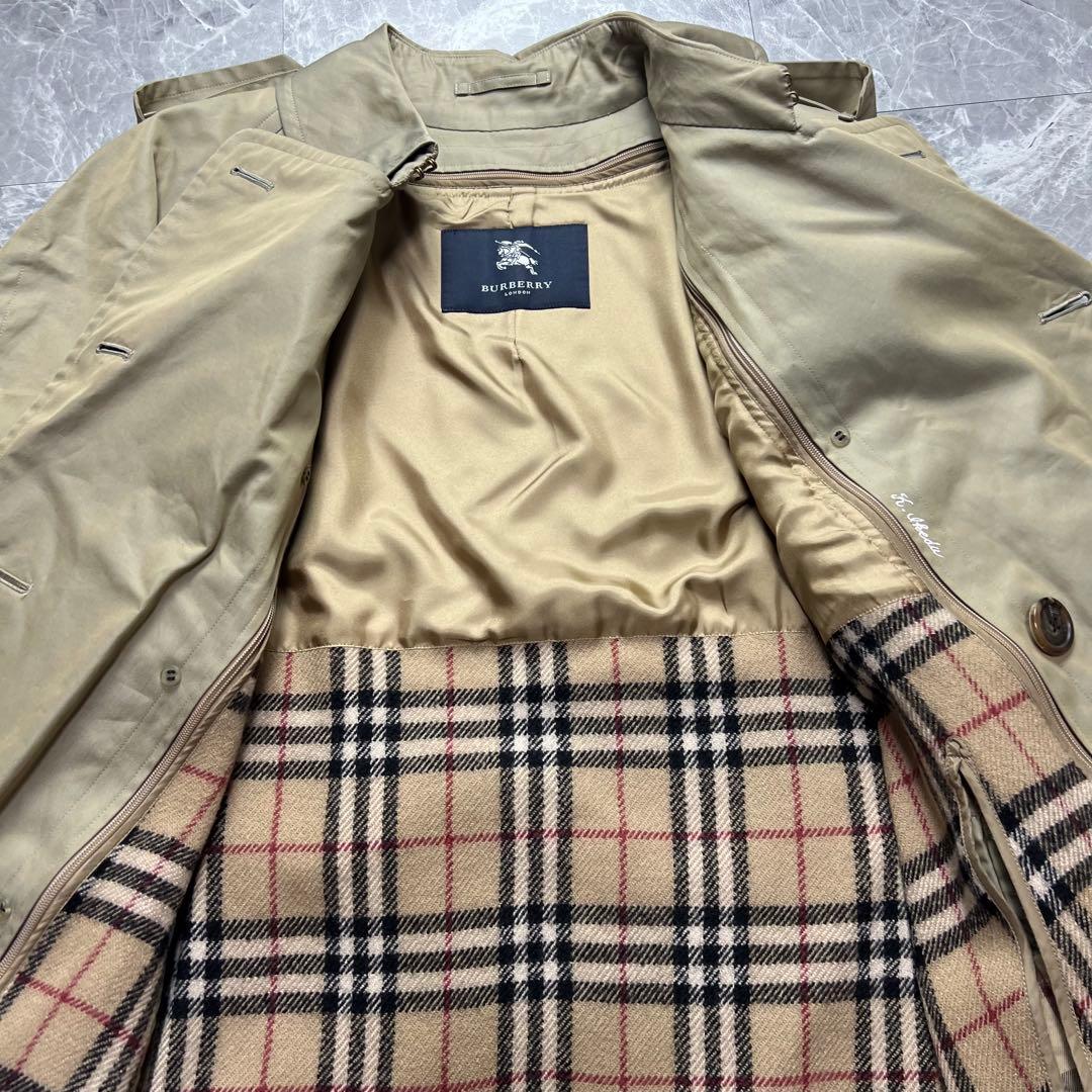 希少　バーバリーロンドン　トレンチコート　カシミヤ　ベルト　ライナー　カーキ