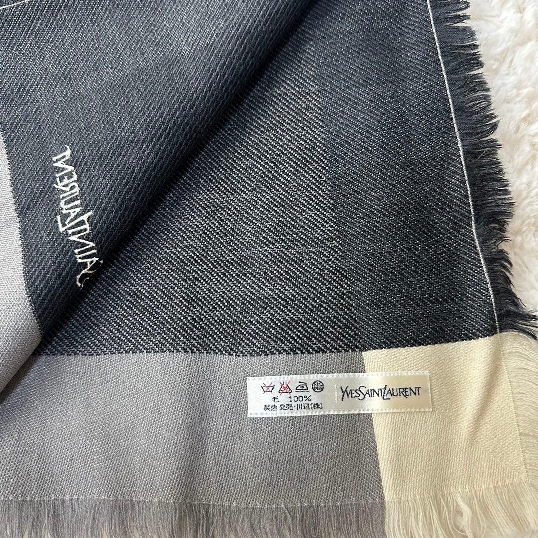 美品 Yves Saint Laurent サンローラン 大判ショール ストール
