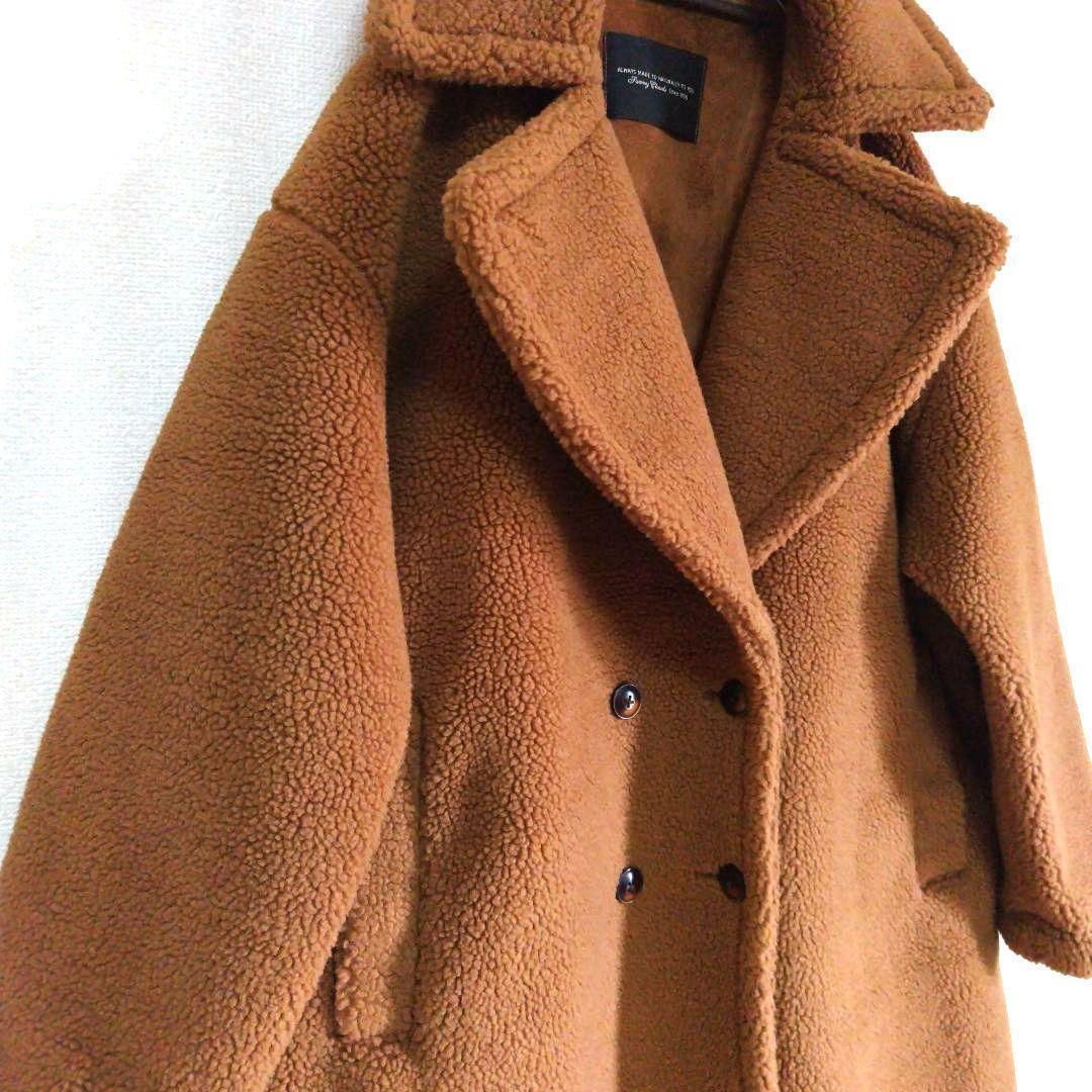 フェリシモ　サニークラウズ　ムートンボアのダブルコート　テディベア　女優襟